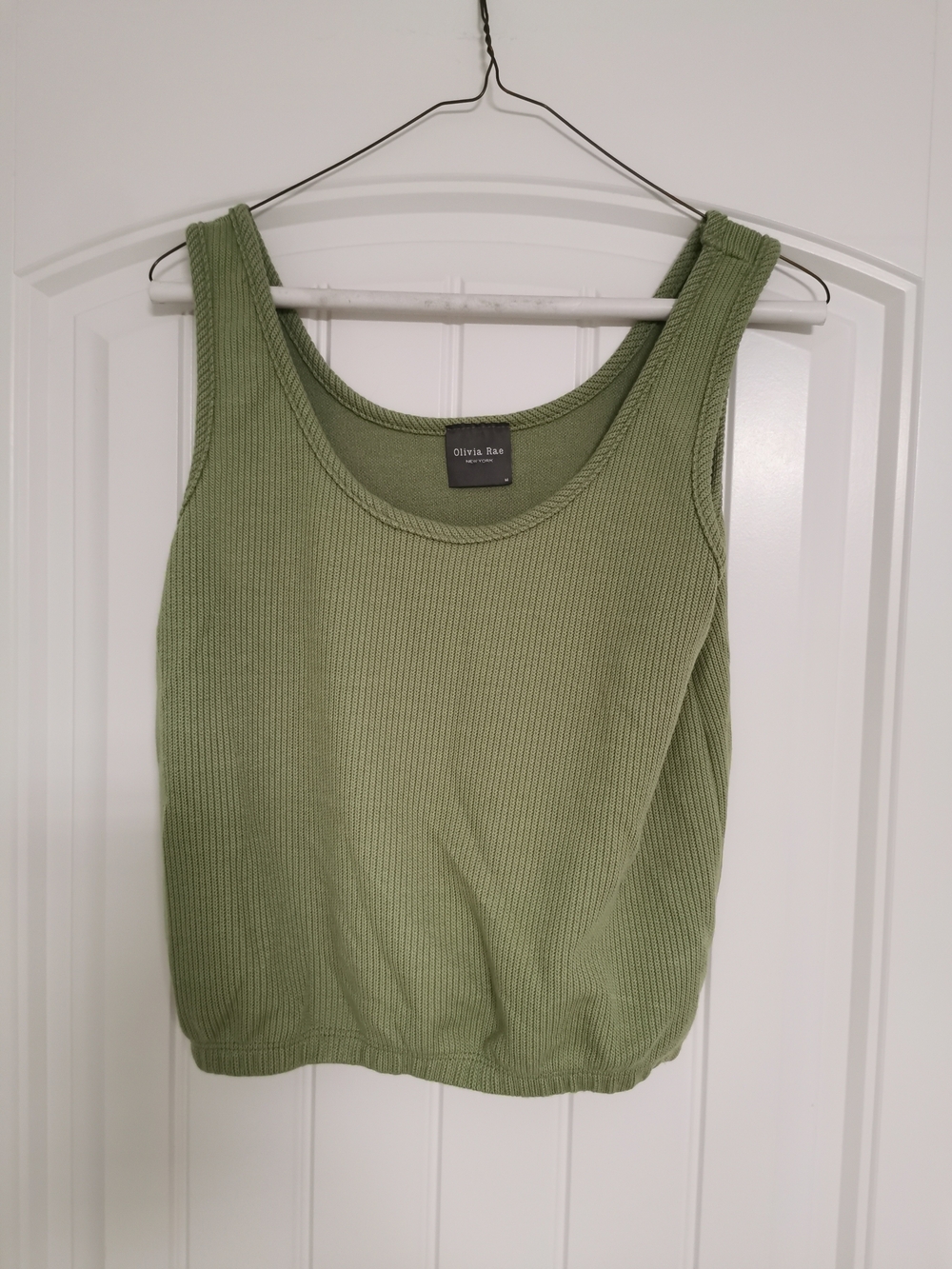 Olivia Rae Sage Green Ribbed Scoop Tank